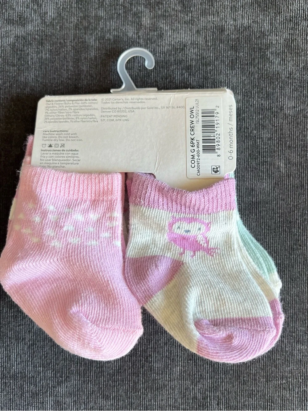 NWT Carter’s Child of Mine Socks 6 Pairs Size 0-6 Months
